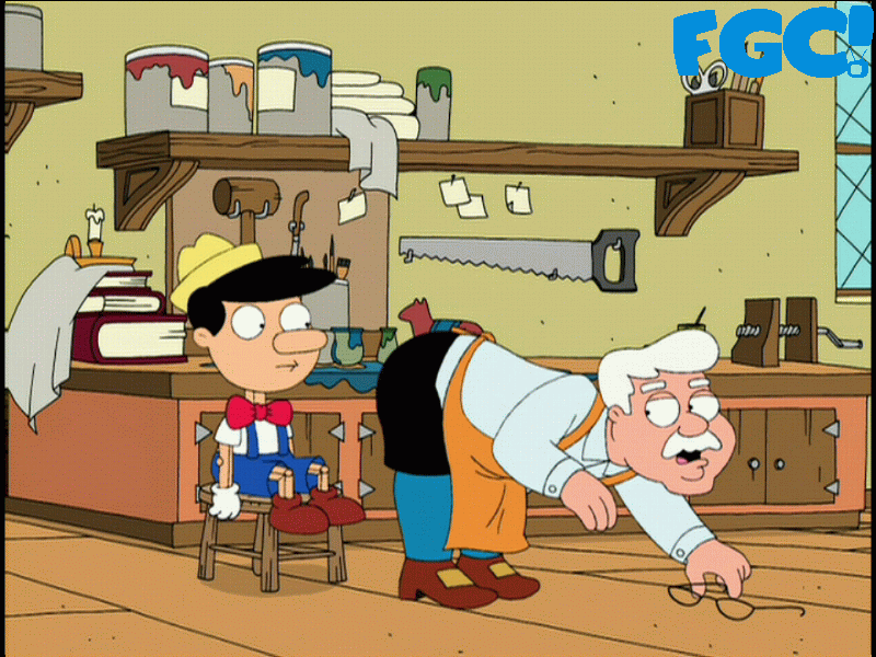 Pinnochio and Gippetto on Family Guy